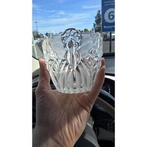 Angels of Peace Crystal Angel Votive Candle Holder Clear Round Floral Pattern